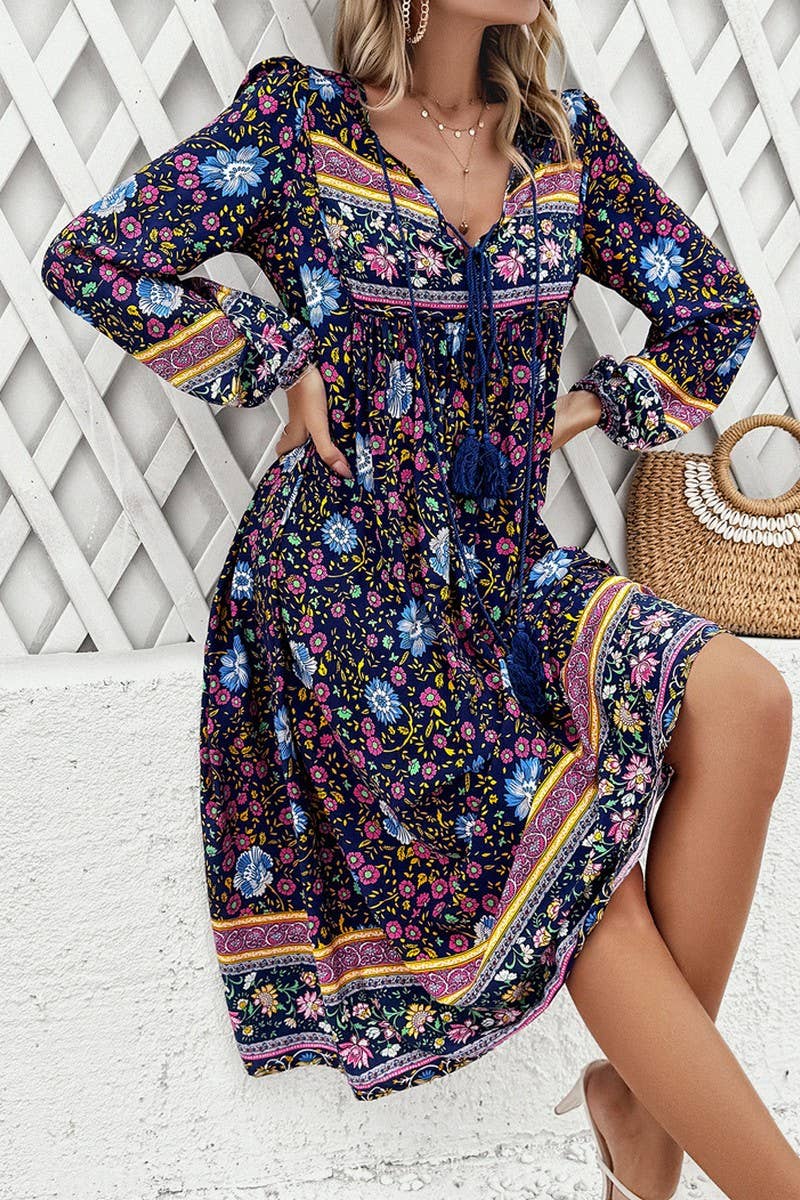 CWDMD4633_SPRING AND SUMMER LEISURE RESORT PRINT DRESS