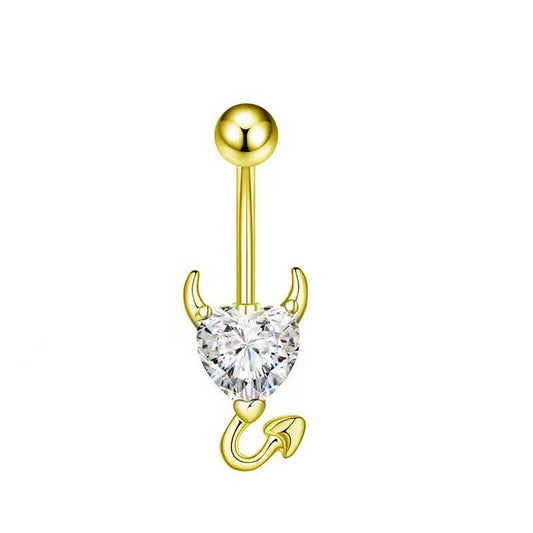 Piercing Belly Ring with CZ Devil Heart Charm_CWMM9230