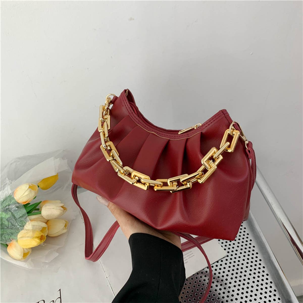 FASHION CHAIN STRAP HOBO BAG_CUAB0156