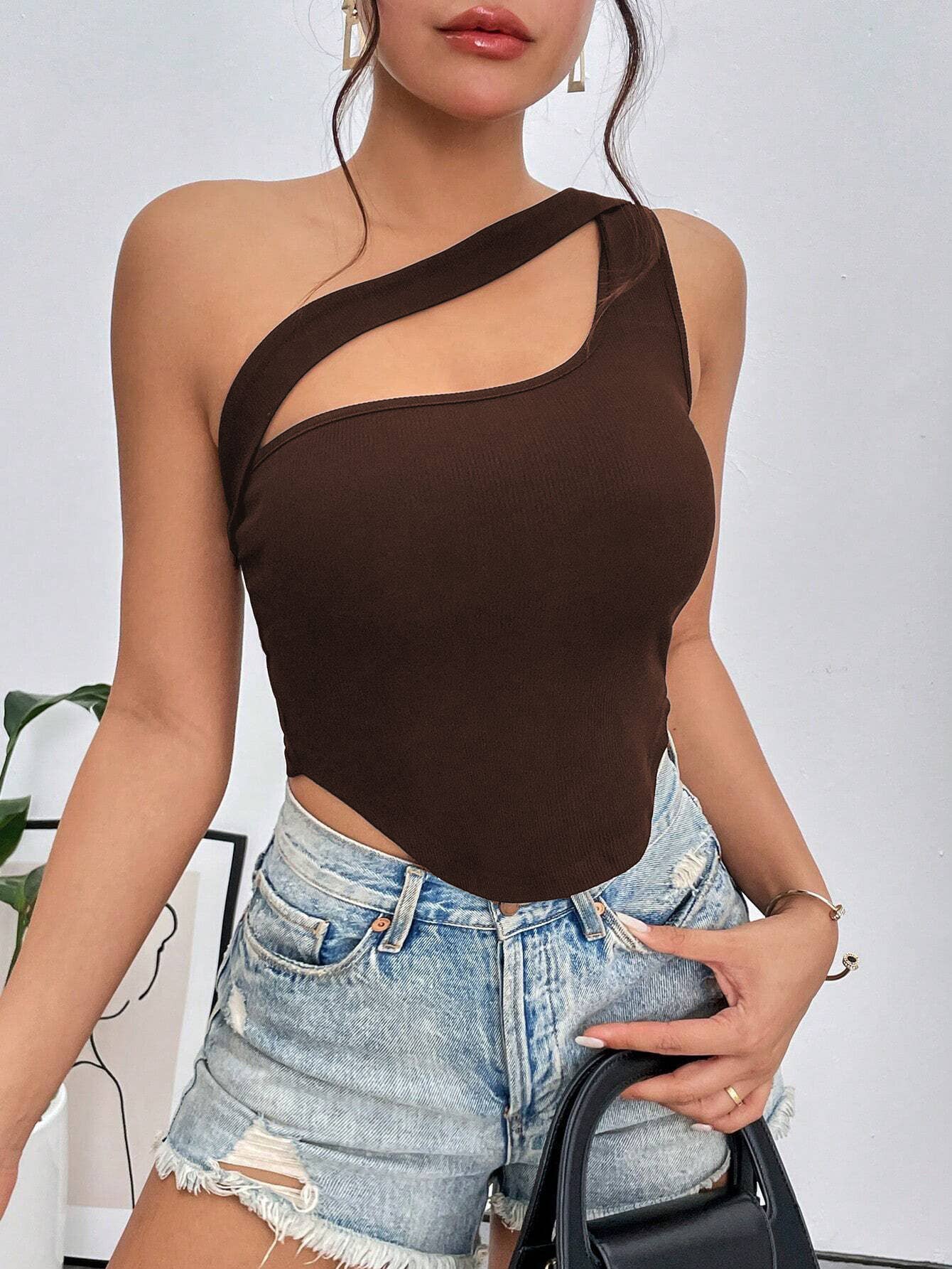 SHORT IRREGULAR HEM DIAGONAL SHOULDER WRAP VEST