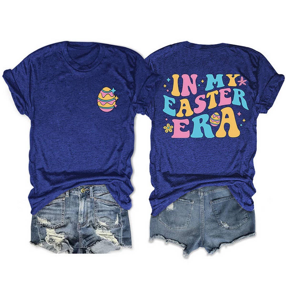 EASTER TREND DOUBLE SIDED LETTER PRINTED TEES_CWTTS0869