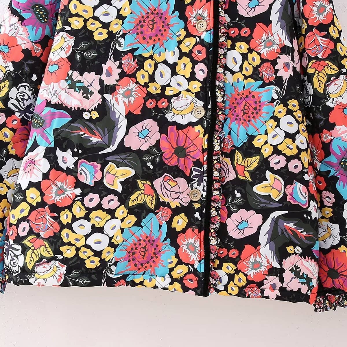 SINGLE BREASTED FLORAL PRINT QUILTED JACKET_CWOJA1564