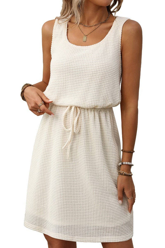 CWDSD7454_SUMMER SQUARE NECK SLEEVELESS VEST DRESS