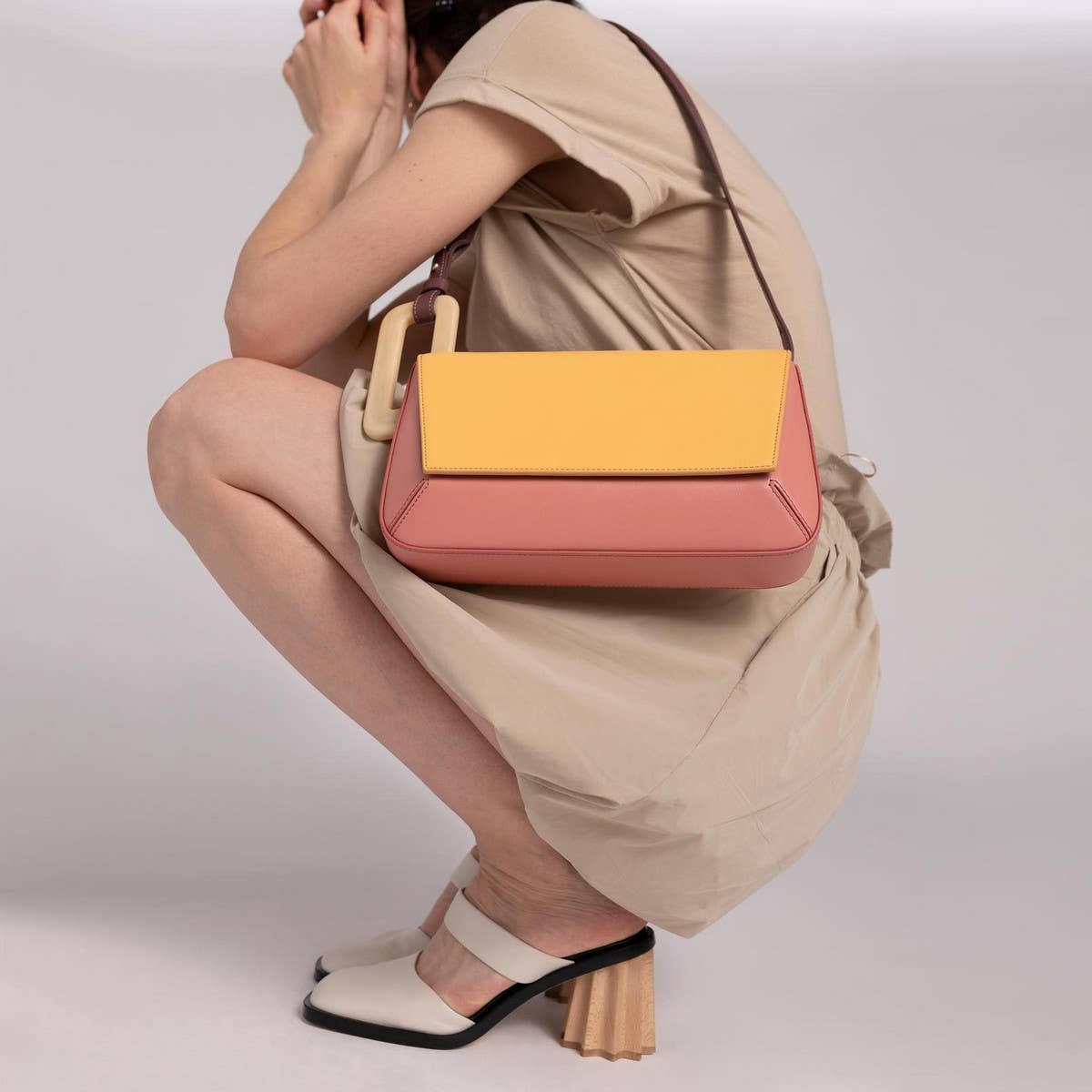 GEOMETRIC SPLICING SMALL SQUARE BAG SHOULDER BAG_CWAB1935