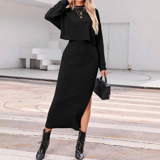 STYLISH SUNDRESS LOOSE T-SHIRT SOLID COLOR SUIT