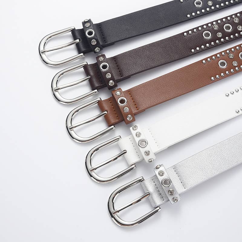 Double-row claw punk-style alloy buckle belt