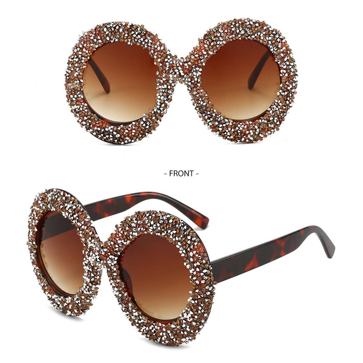LARGE FRAME OVAL RHINESTONE SUNGLASSES