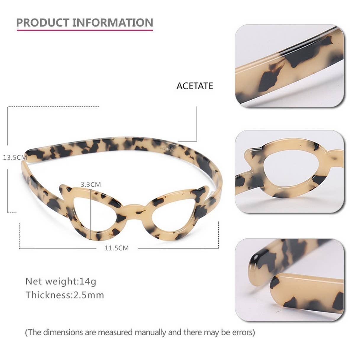 FUNNY HEADBAND GLASSES FRAME ACETATE HEADBAND