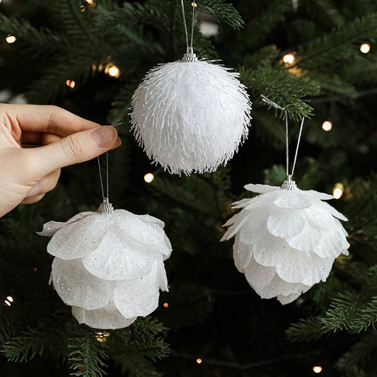 White Petal Foam Xmas Ball Tree Hanging Decor
