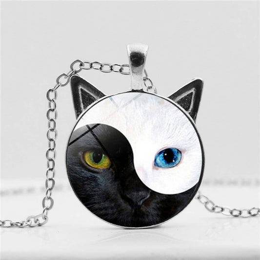 YINYANG TAI CHI CAT TIME GEM NECKLACE_CWAJE0706