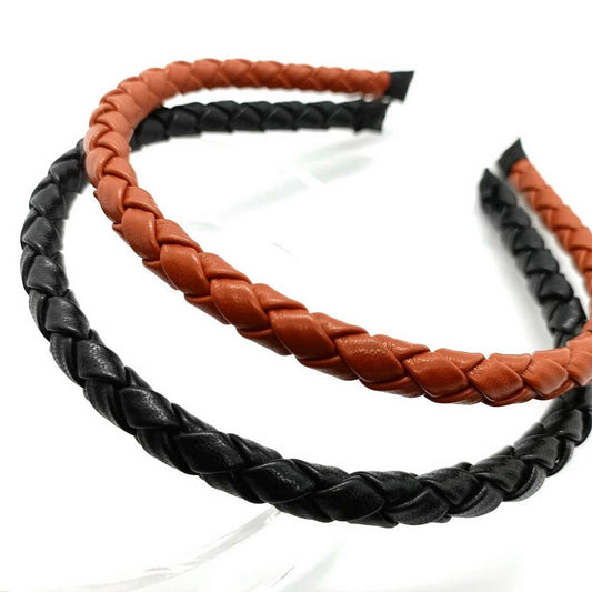 Elegant Simple PU Leather Woven Headband