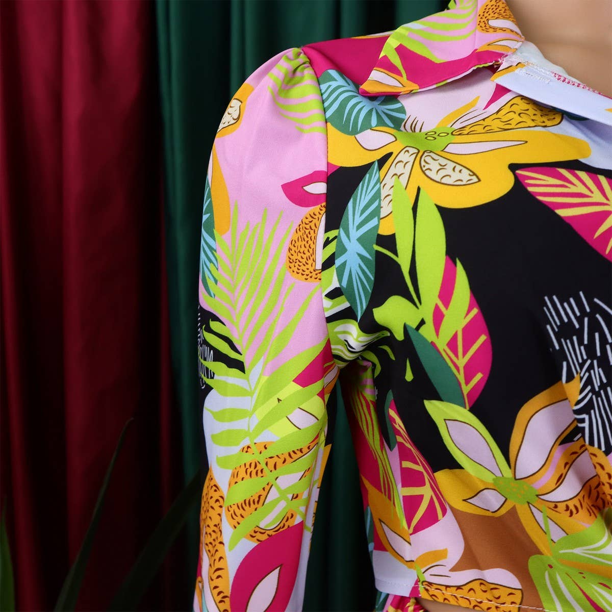 PRINTED TIE SHIRT WIDE-LEG PANTS TWO-PIECE SET_CWSTB1139