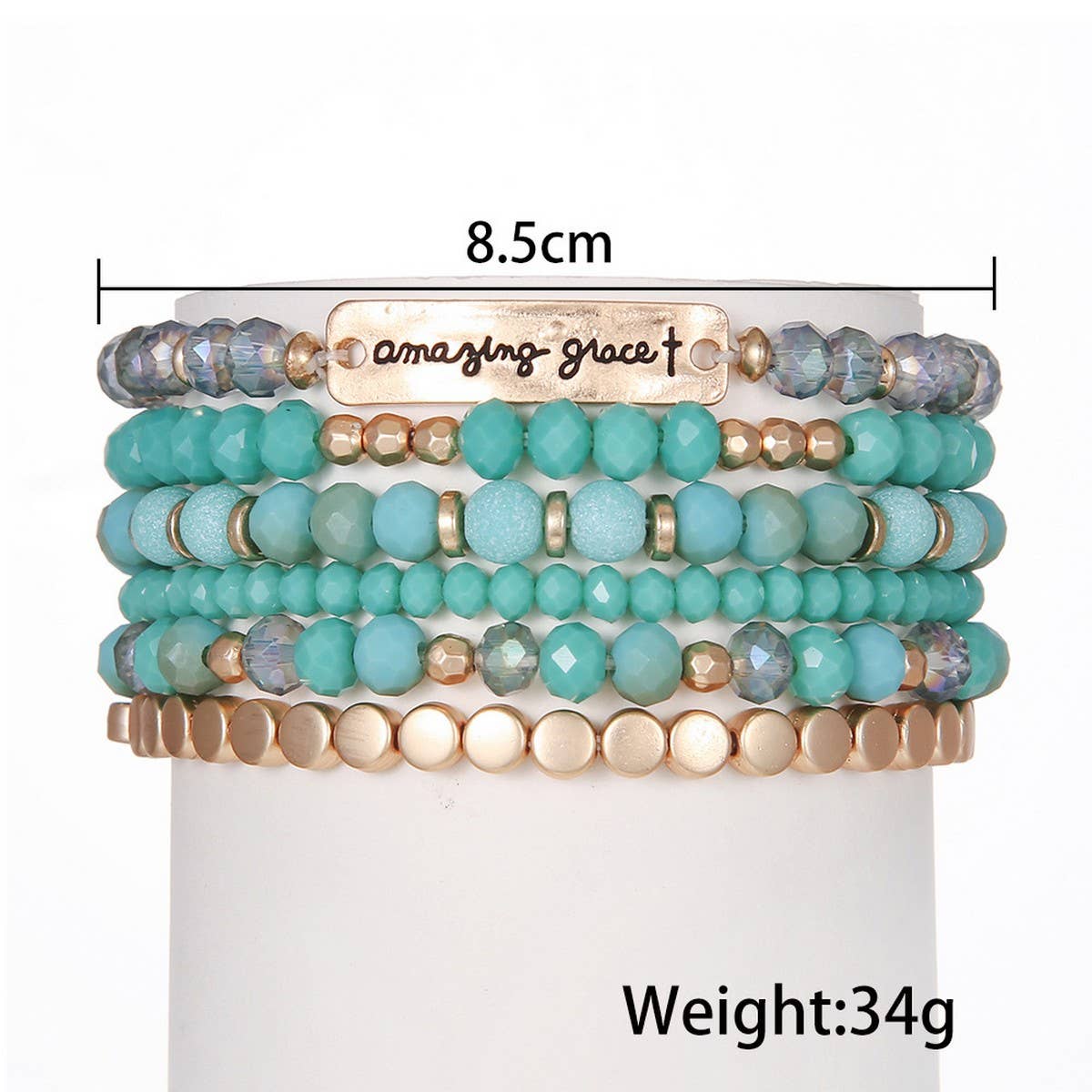 ETHNIC CRYSTAL BEADED BRACELET 6-PIECE SET