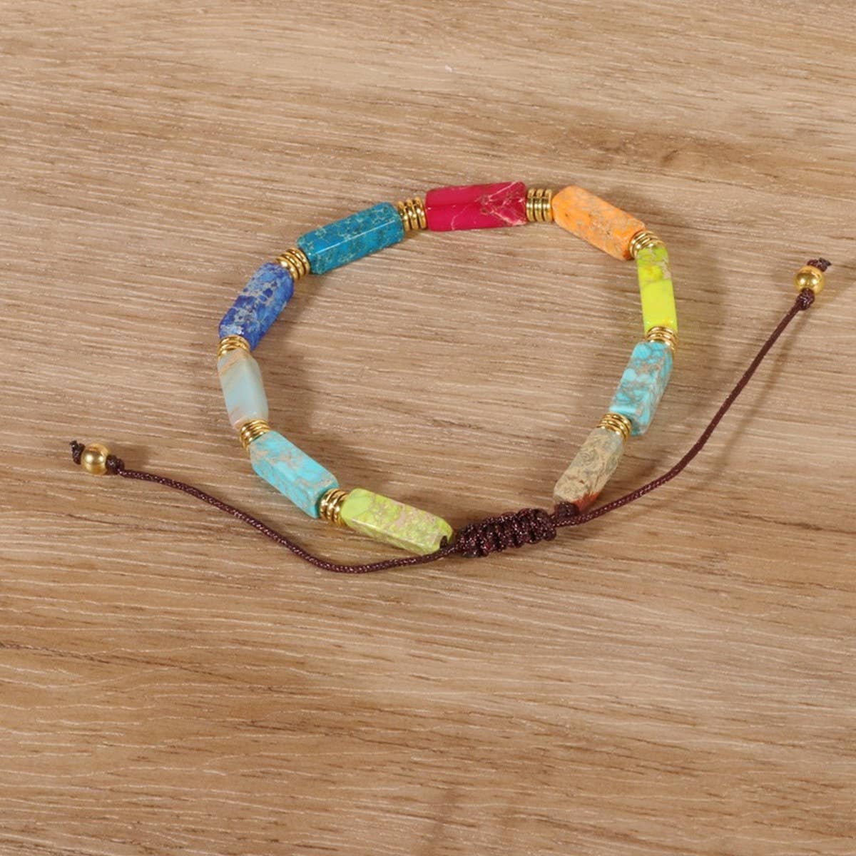 COLORFUL RECTANGULAR BEADS YOGA BRAIDED BRACELET