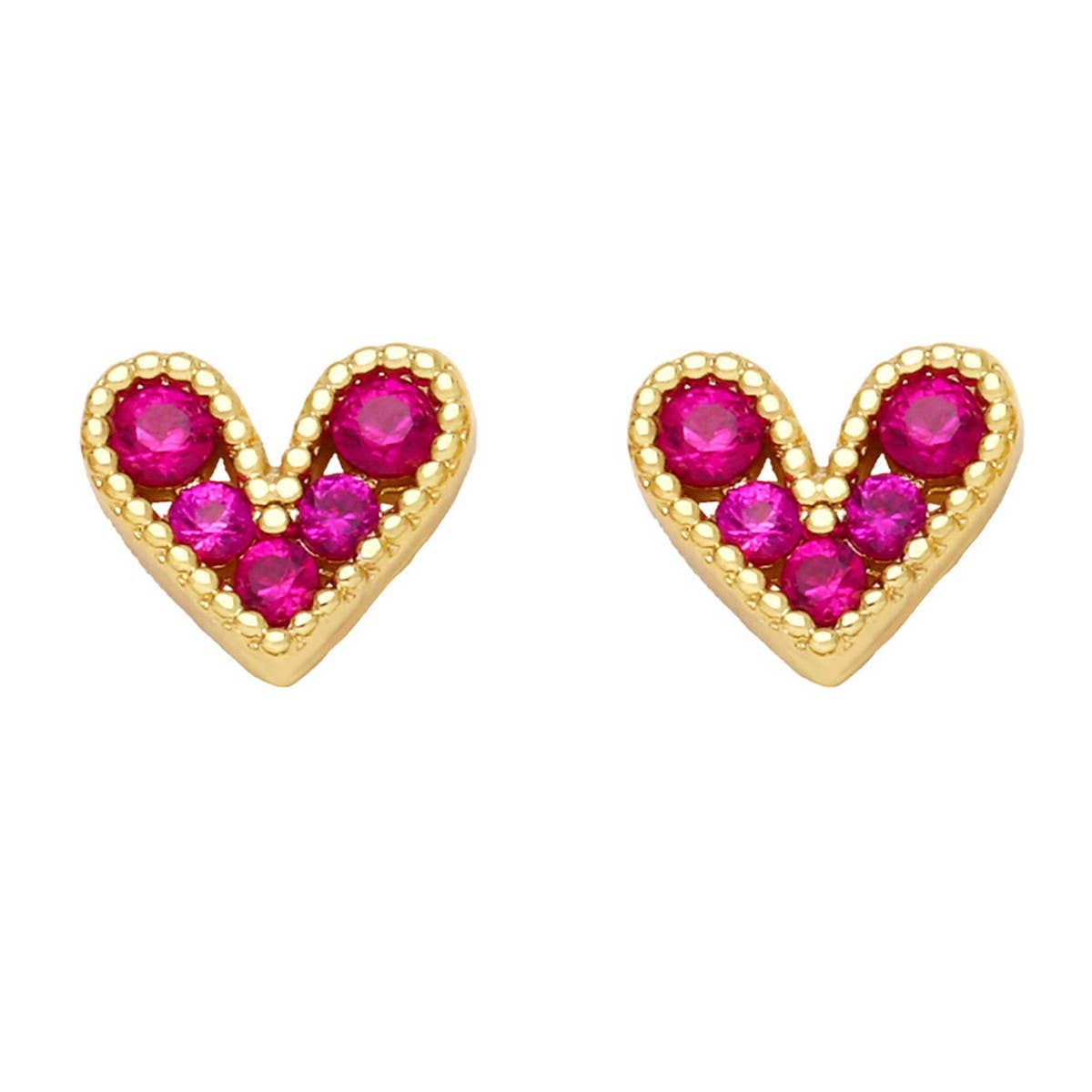 MINI COLORED ZIRCON HEART SHAPED EARRINGS