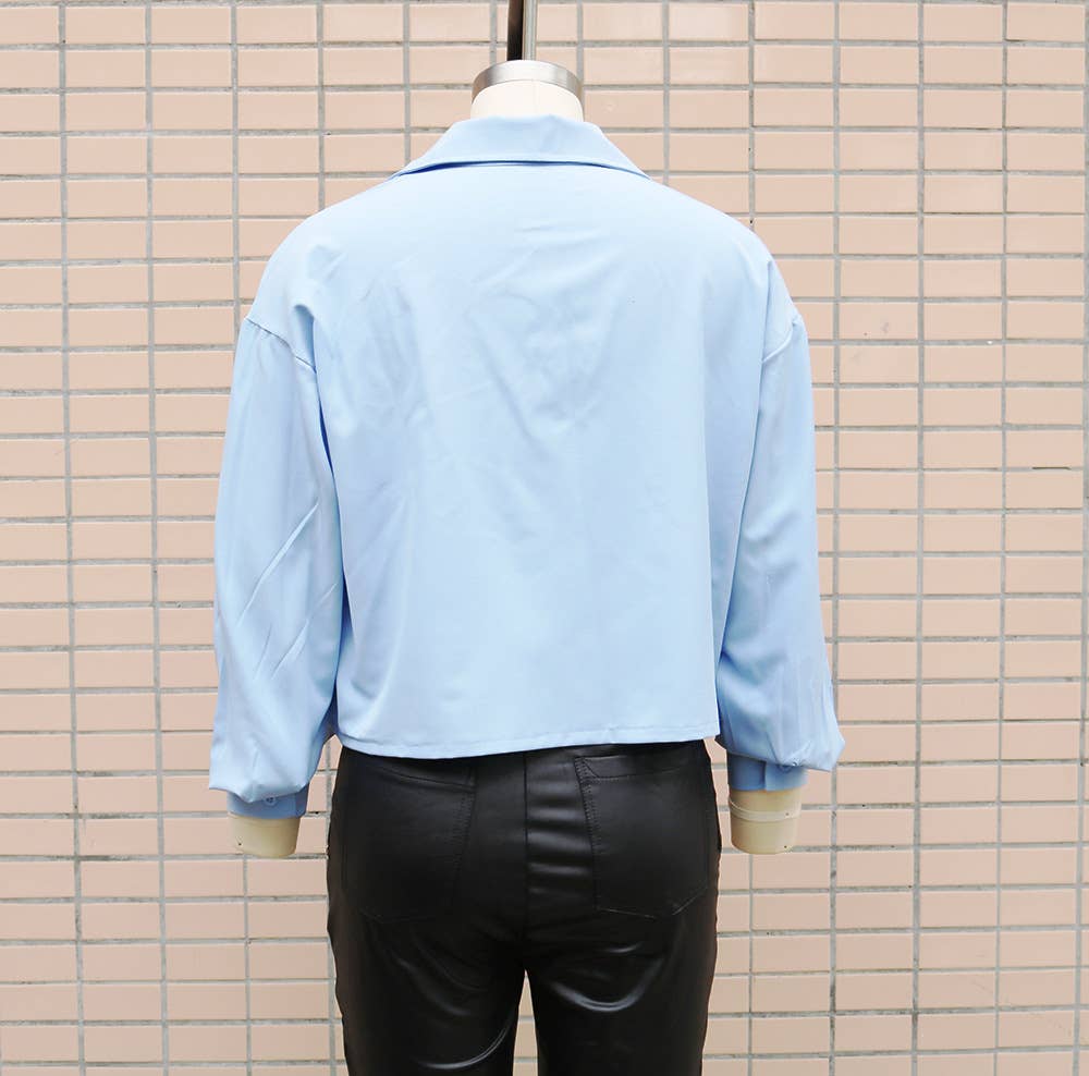 Solid-color bat-sleeved loose short shirt