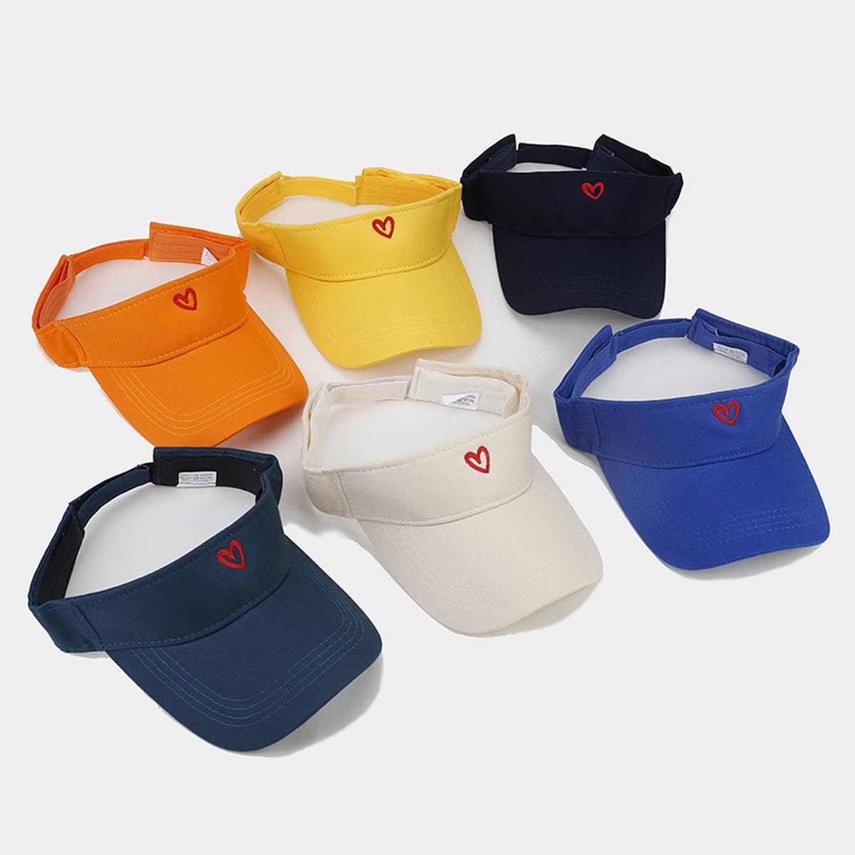 Heart Embroidered Visor - Summer Sun Hat_CWAH3290