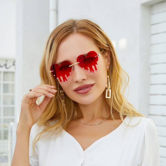 FASHIONABLE DIAMOND MELTING HEART SUNGLASSES