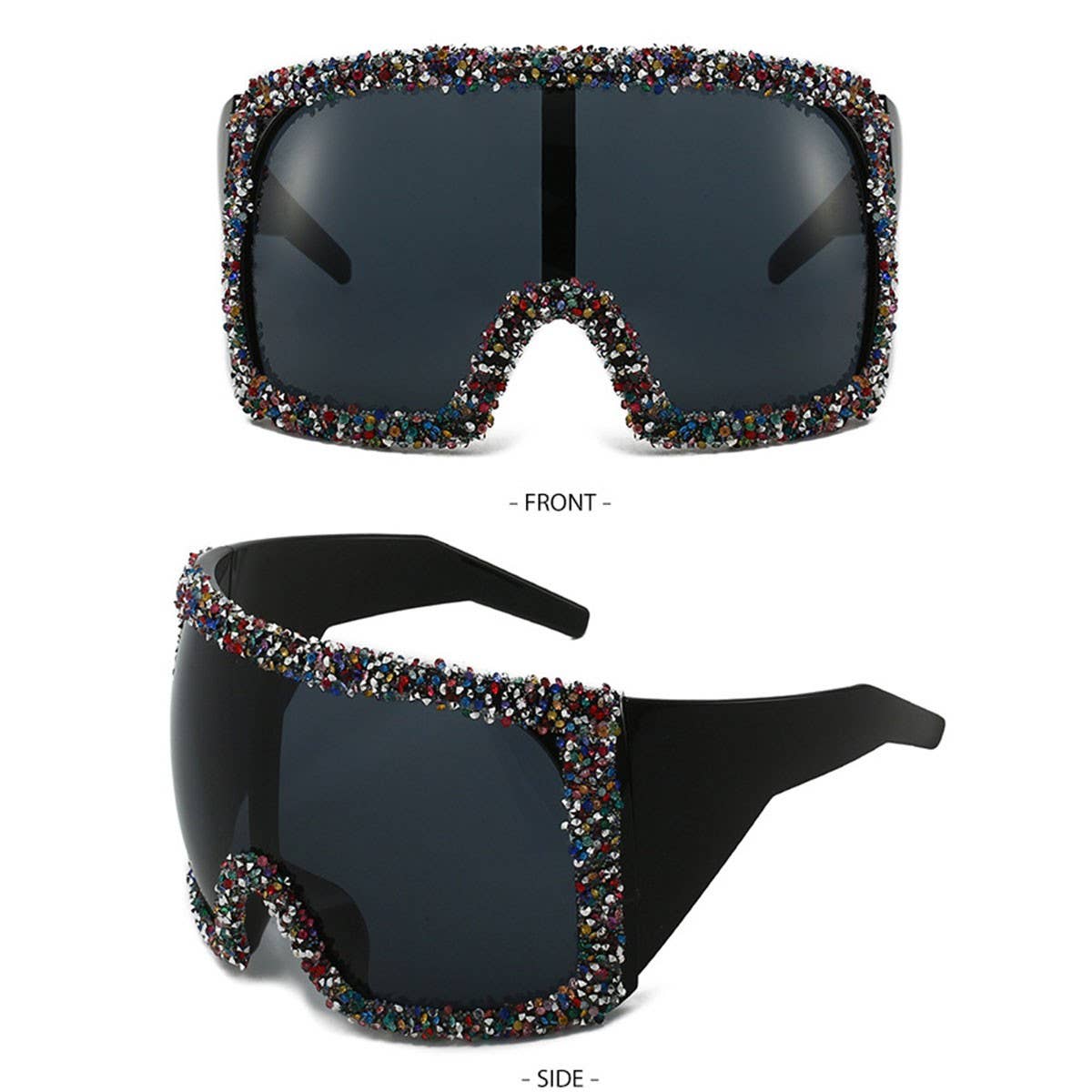 LARGE FRAME MASK LUXURY RHINESTONE SUNGLASSES