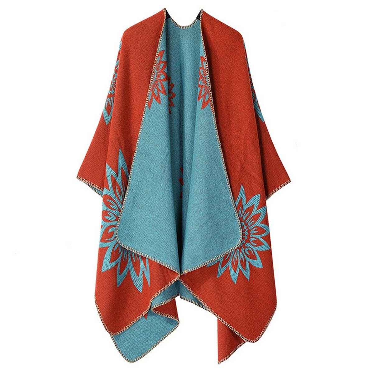 WARM SHAWL KNITTED DOUBLE-SIDED THICKENED CAPE