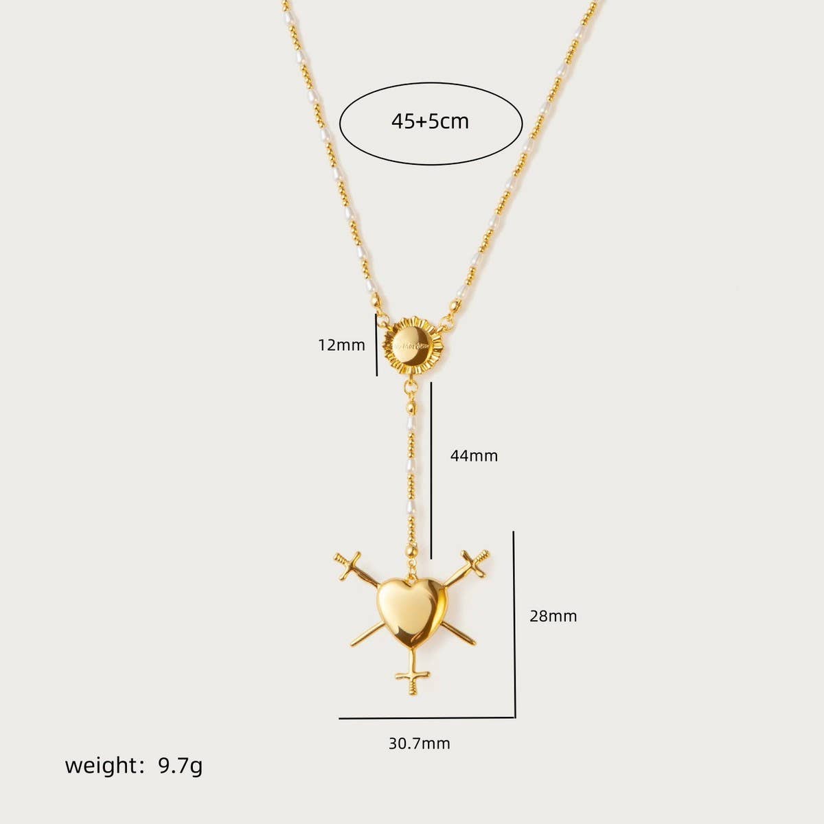 Simple and stylish cross heart pendant necklace