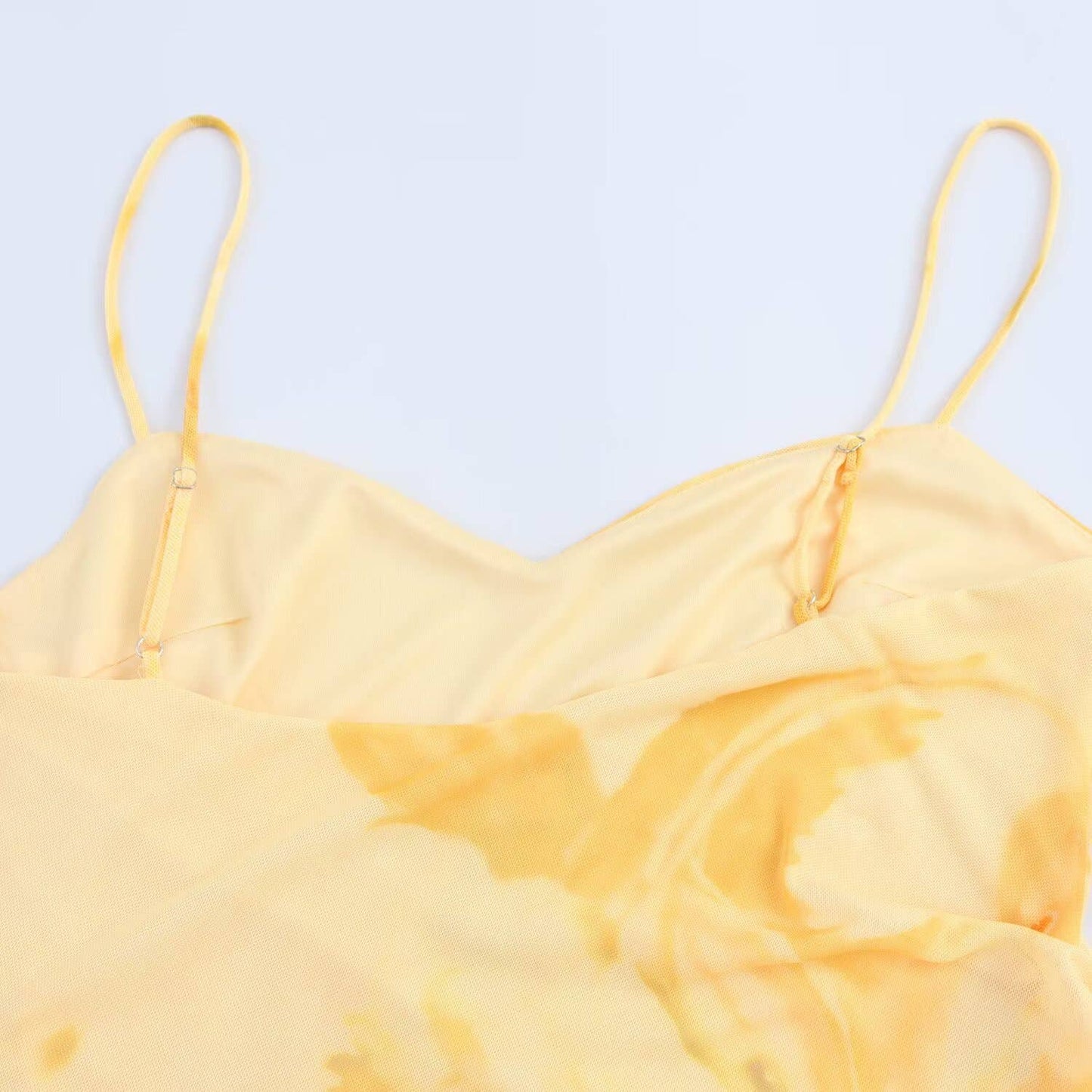 Sexy slimming printed silk mesh long dress