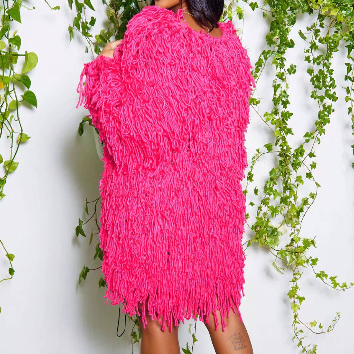 WOMEN FASHION HOLLOWED OUT TASSEL CARDIGAN