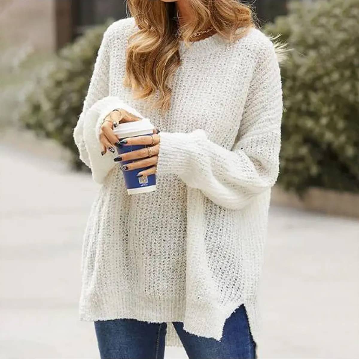 SIMPLE SOLID COLOR LOOSE COMMUTER SWEATER