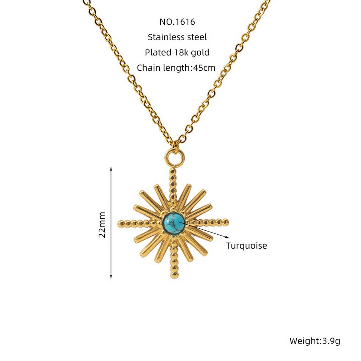 Vintage turquoise necklace titanium steel clavicle chain