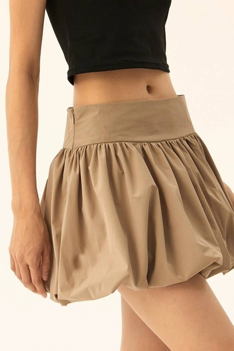 CWBSS0335_SOLID COLOR FLOWER BUD SHORT PUFFY SKIRT