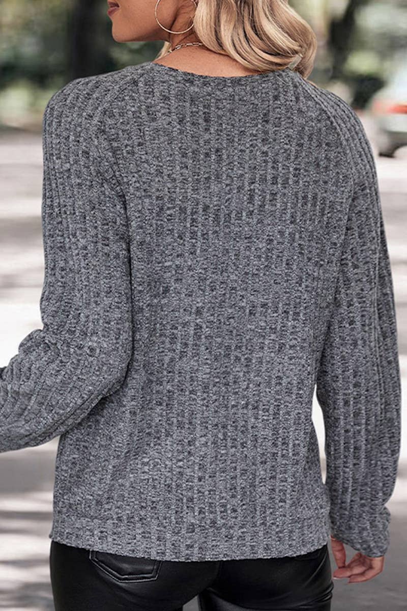 WOMEN ROUND NECK LONG SLEEVE SOLID COLOR KNIT TOP_CWOSWL1509