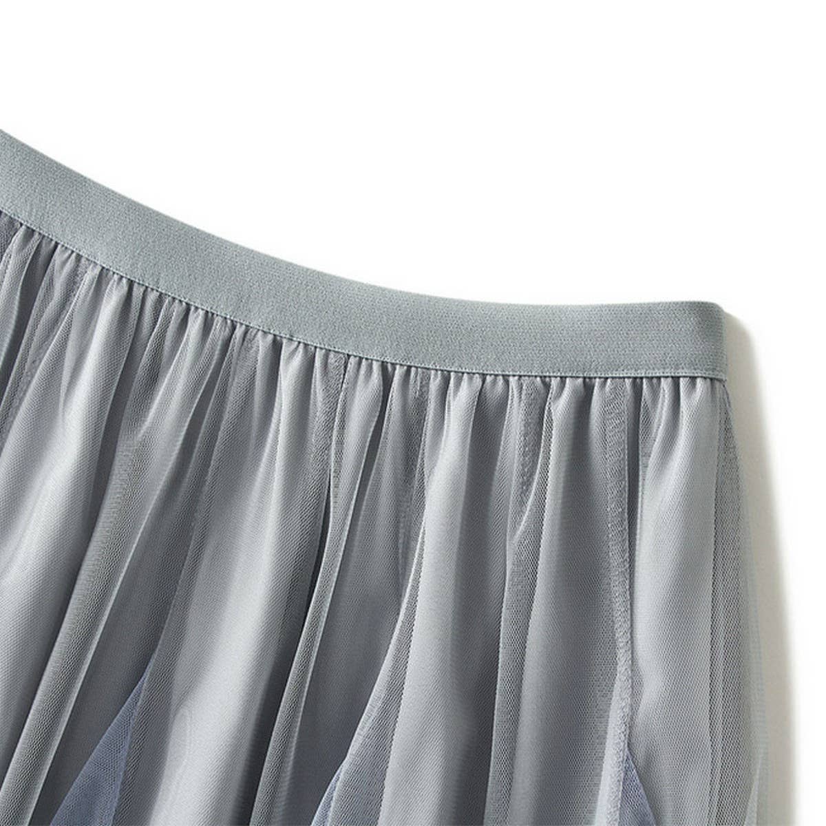 Layered Ombre Tulle Flared Maxi Skirt