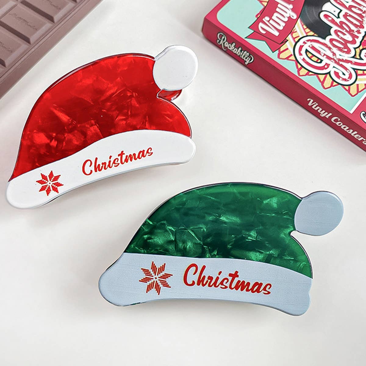 CHRISTMAS CARTOON PRINT SANTA HAT HAIRPIN_CWAHA1581