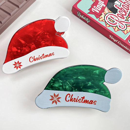 CHRISTMAS CARTOON PRINT SANTA HAT HAIRPIN_CWAHA1581