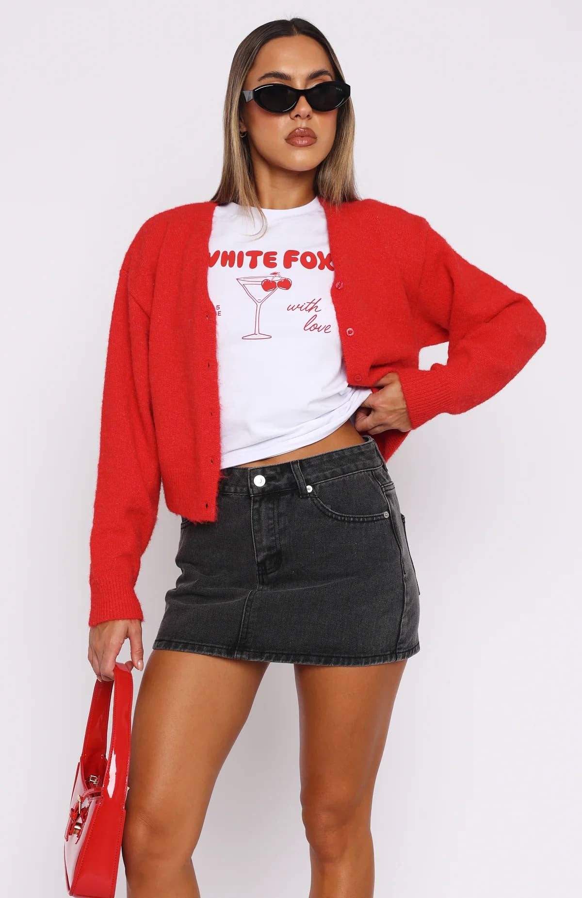 Retro form-fitting elastic denim mini skirt