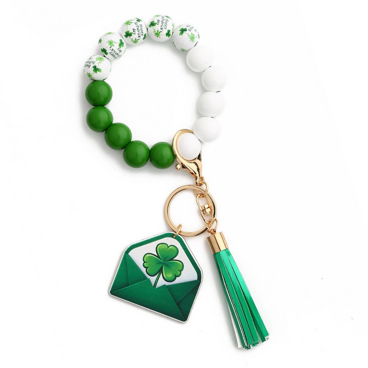 St. Patrick's Day Clover Pendant Bracelet Keychain_CWMM6861