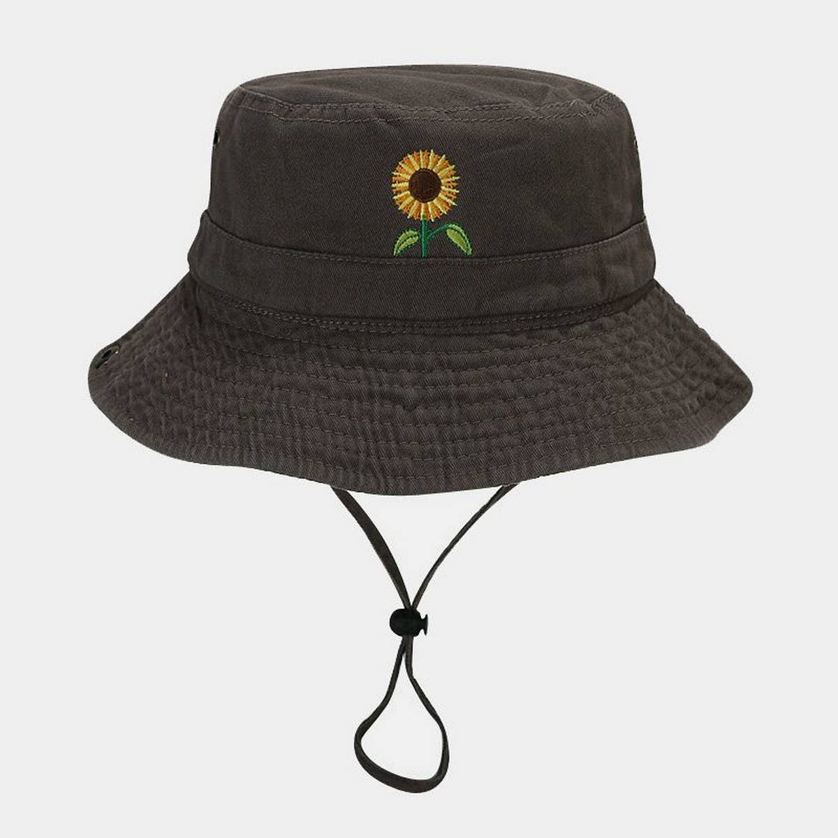 Vintage Floral Cotton Sun Hat with Wide Brim_CWAH3822