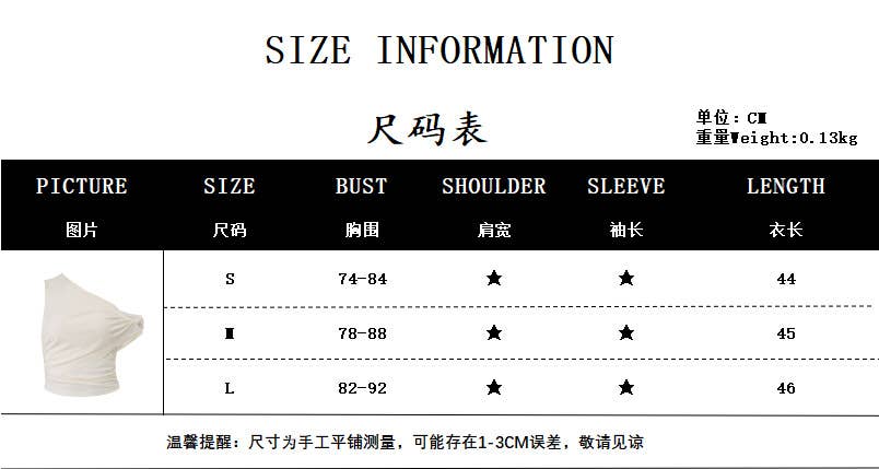 Irregular short crop top with a slanted collar