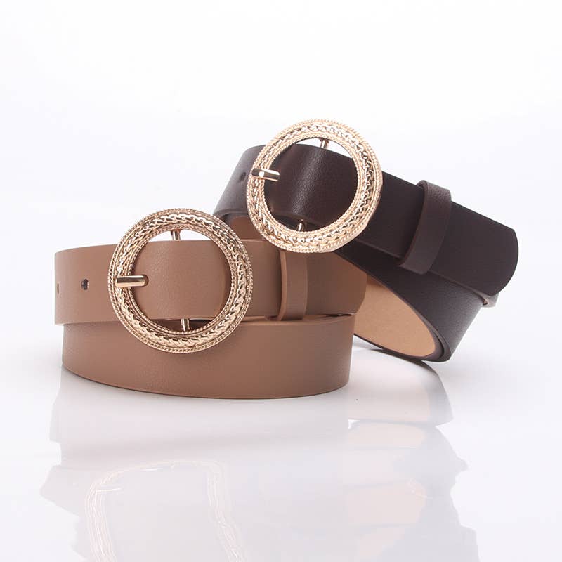 Fashion versatile personalized round-buckle belt