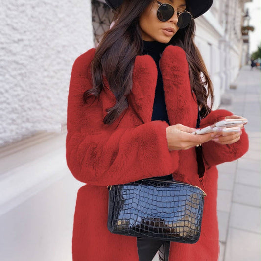 Elegant Faux Fur Coat for Women ? Plus Size Warm