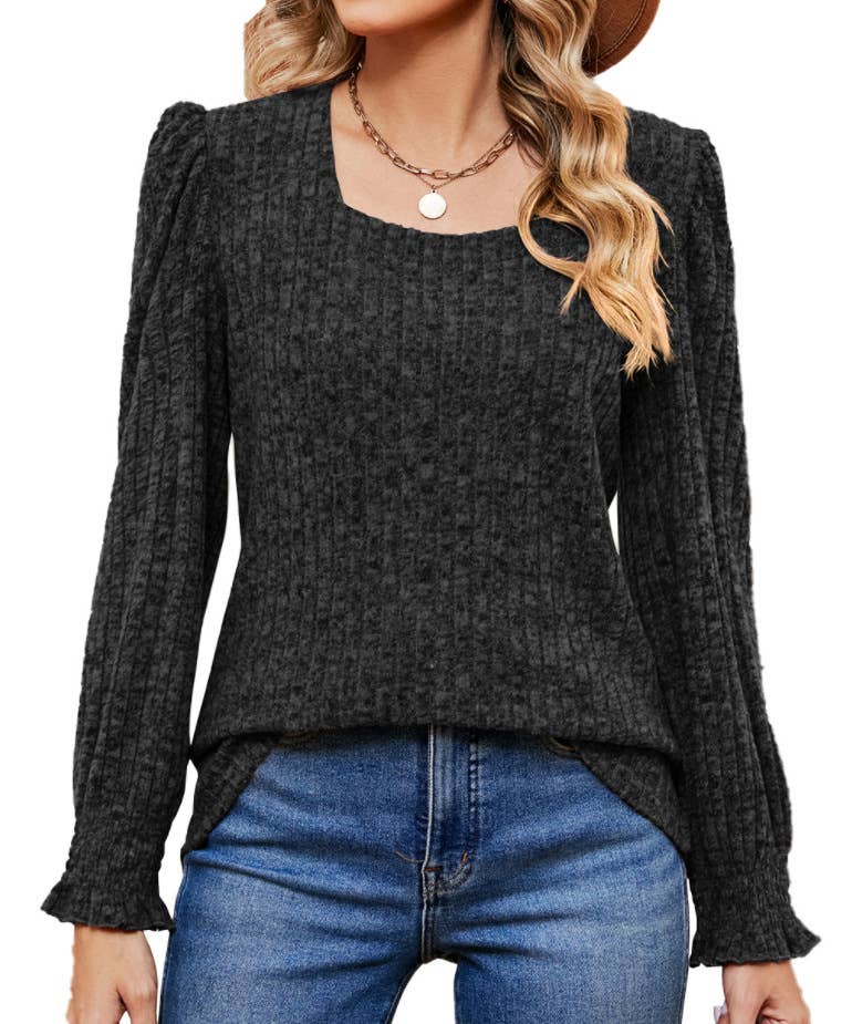 WOMEN'S WOOLEN PIT STRIP LONG SLEEVE T-SHIRT