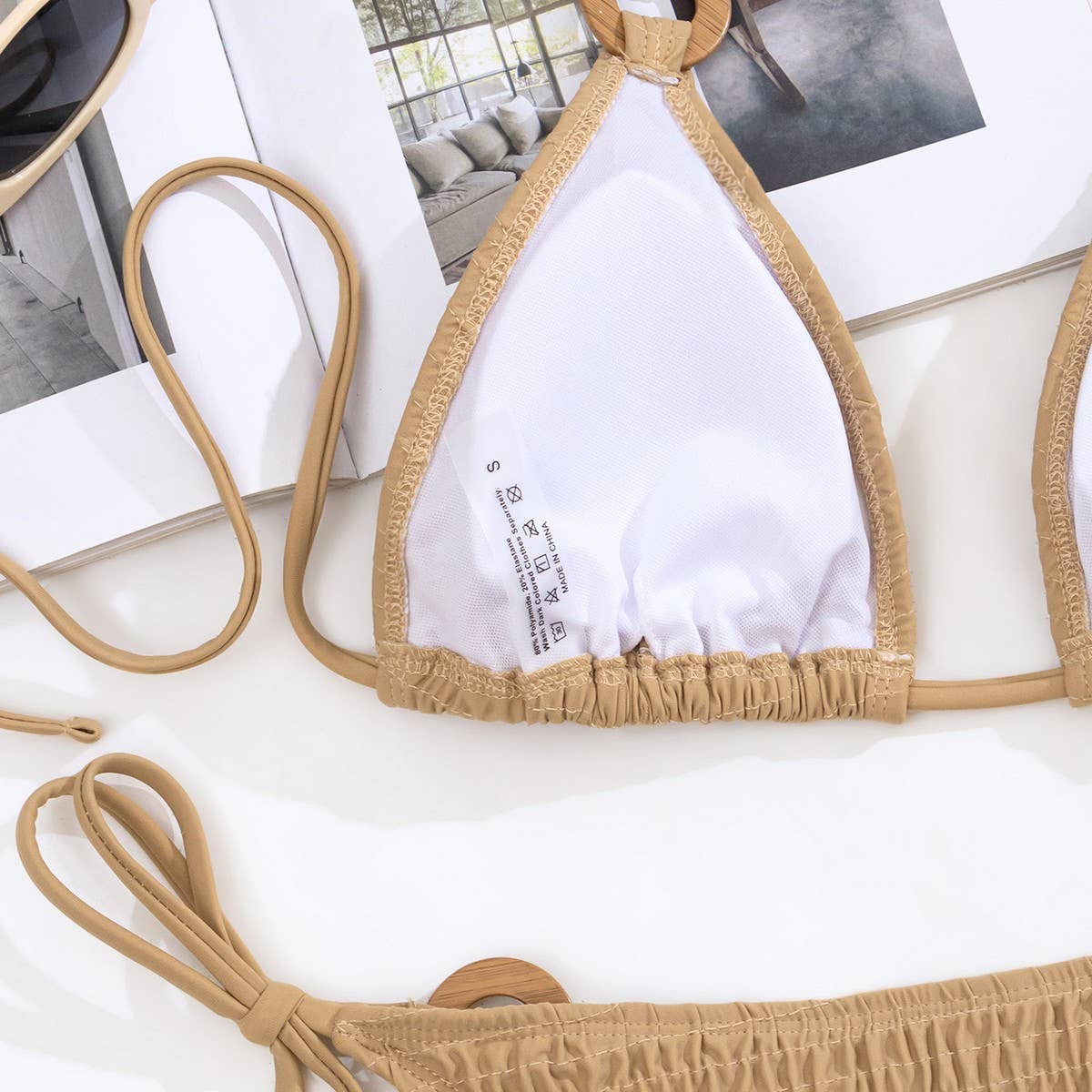 Nylon Bikini Set - Sexy Solid Color Tie Side_CWMW0704