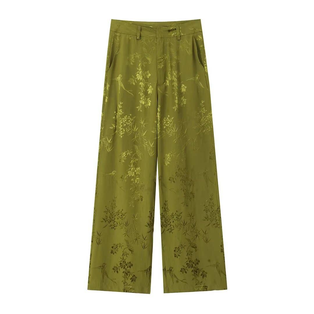 Jacquard straight trousers bow suit jacket set