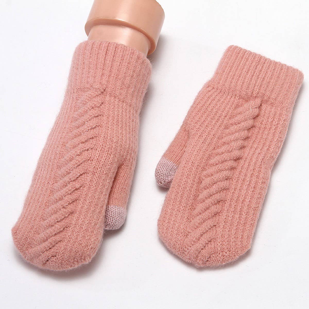 WINTER WOMEN'S CUTE THICK KNIT TOUCHSCREEN GLOVES_CWAG0271