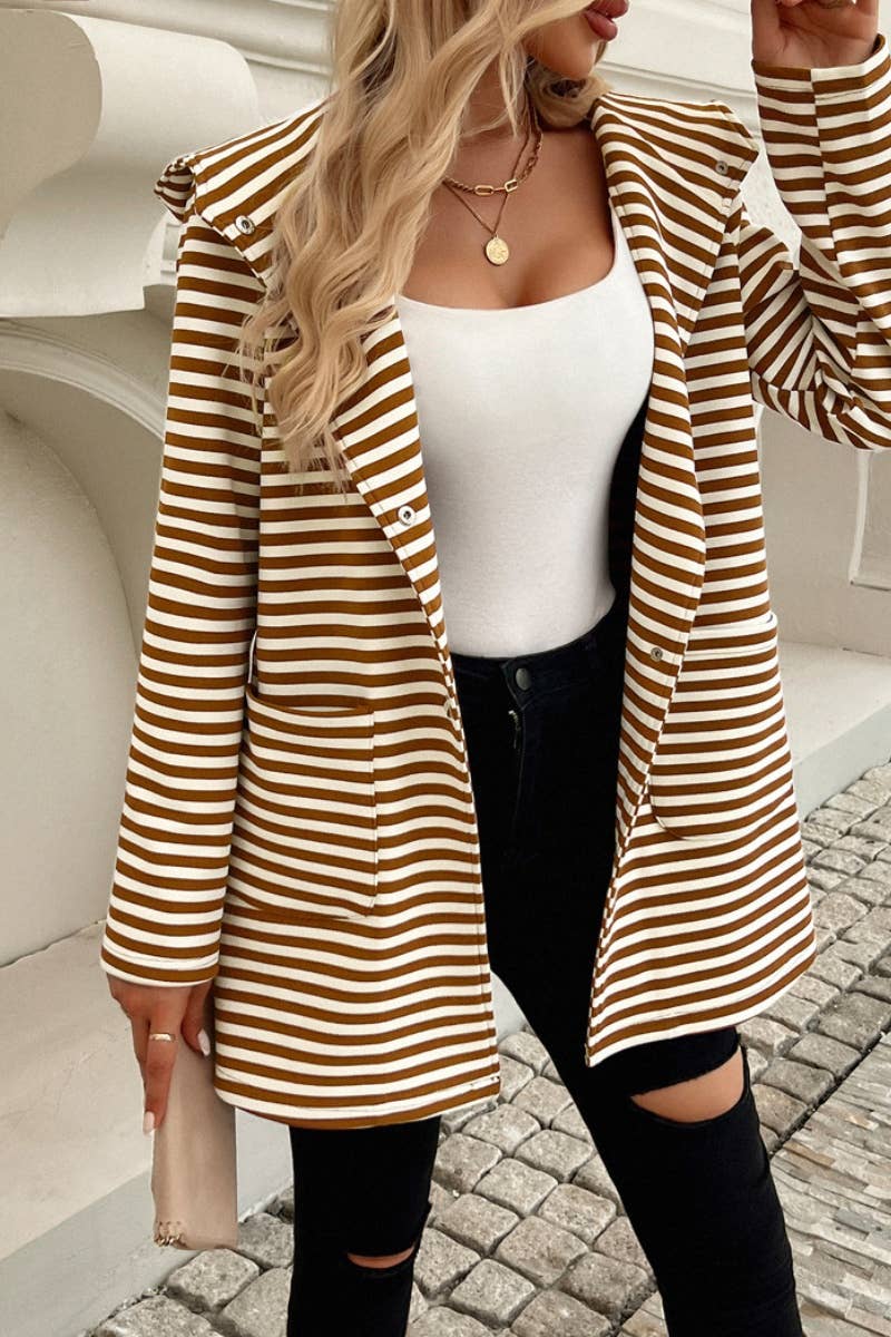 CWOCAL1375_STRIPED BUTTON LONG SLEEVE POCKET CARDIGAN
