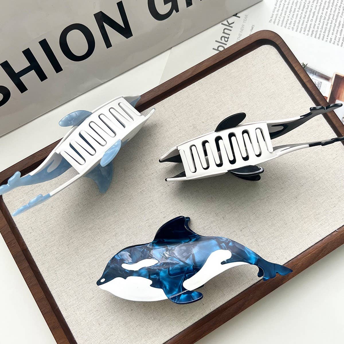 Tricolor Orca Acetate Claw Clip ? Ocean Chic Style