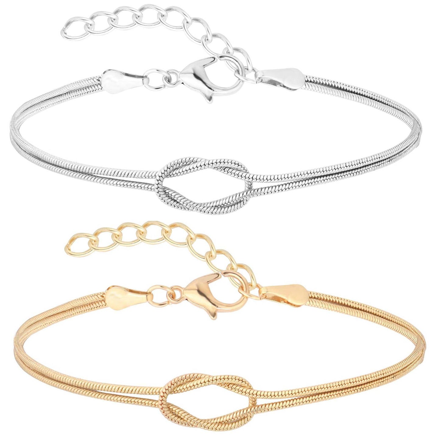 Brass love knot snake bone bracelet