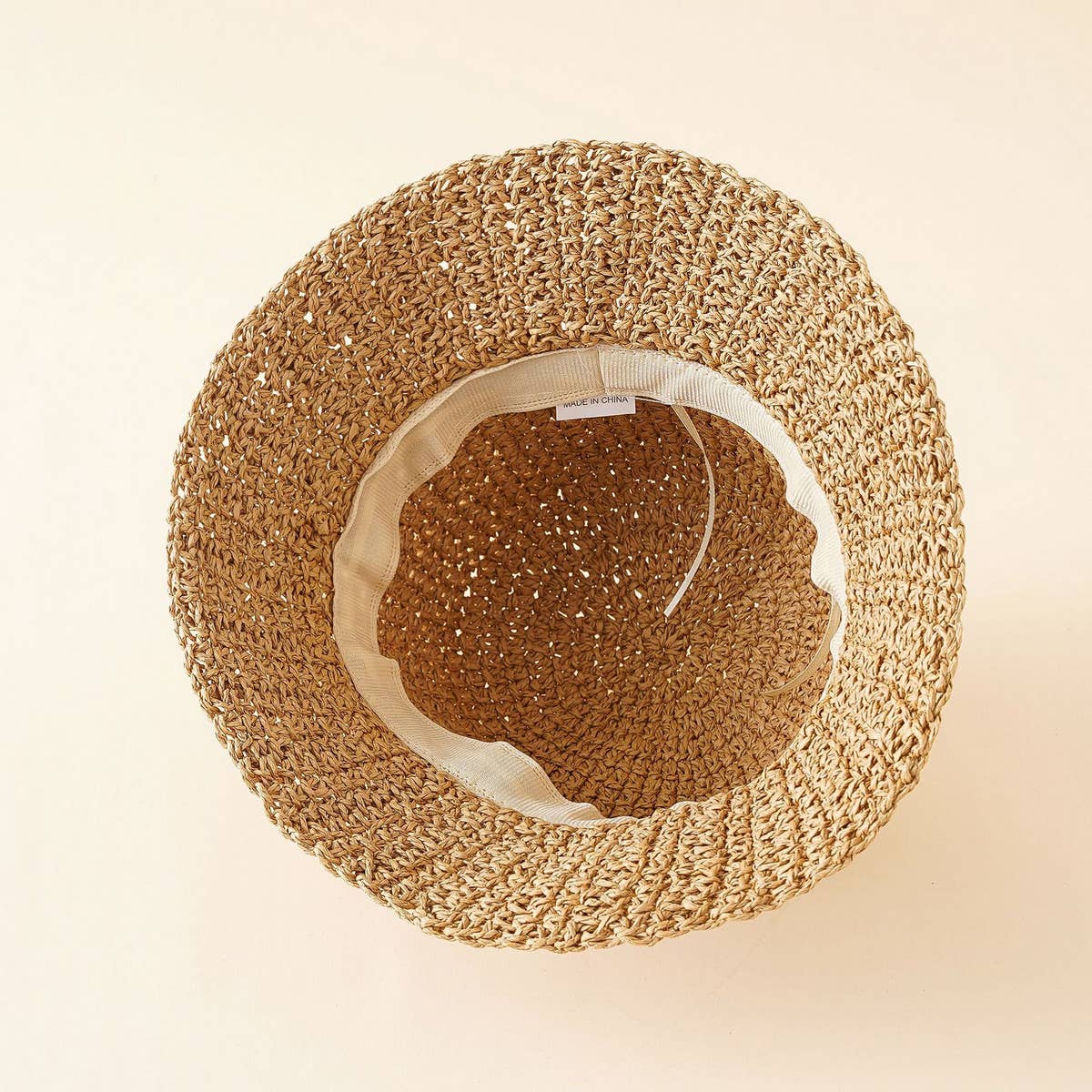 PASTORAL STYLE BEACH STRAW BUCKET HAT_CWAH1416