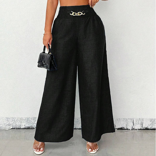 Stylish retro high-waisted slacks with wide legs