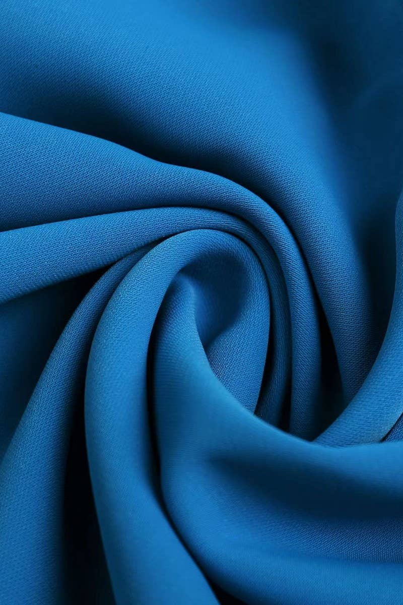 CWDSD7942_ASYMMETRICAL ONE SLEEVE RUFFLED HIGH WAIST DRESS